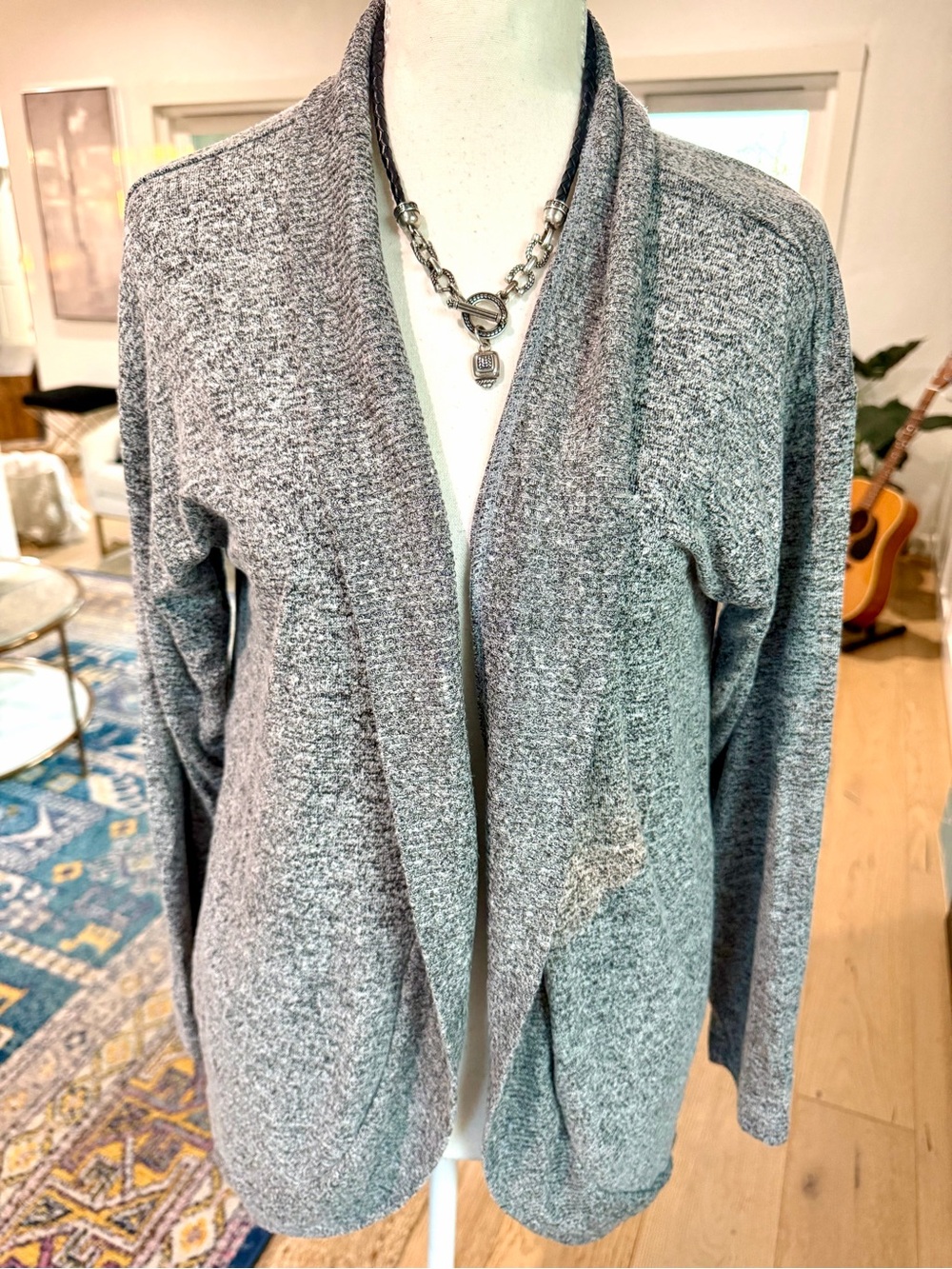 Lucky Brand Heather Gray Open-Front Cardigan Size XS